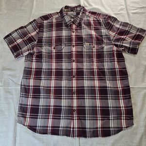 Carhartt Mens Short Sleeve‎ Loose Fit  Shirt Plaid Size XL Pockets Button Down